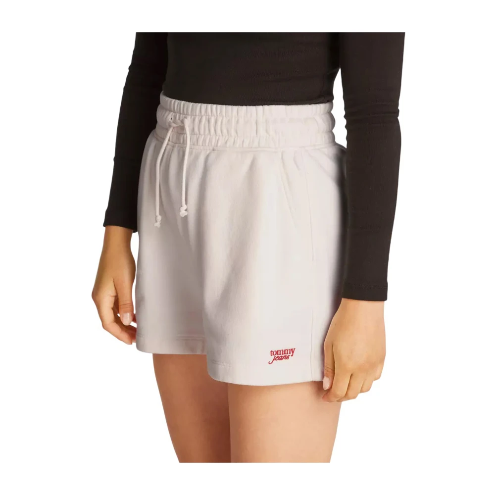 Tommy Hilfiger Katoenen shorts met logoborduursel White Dames