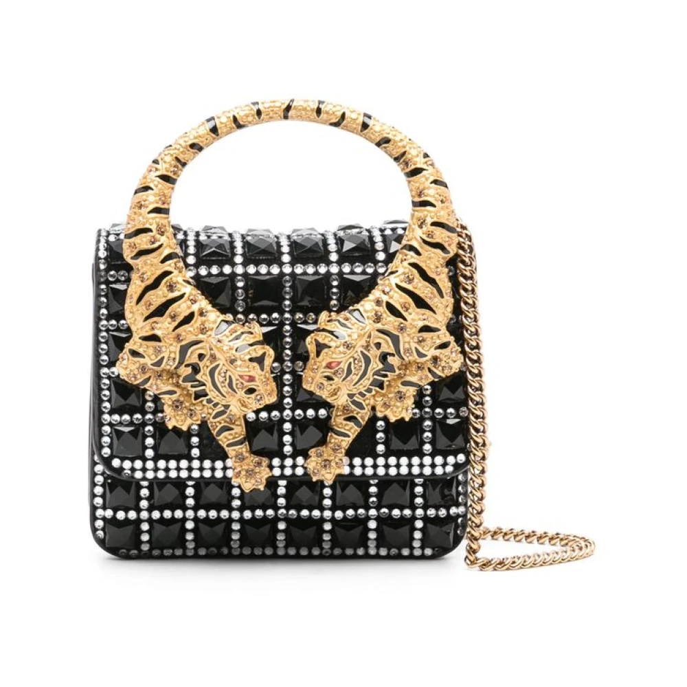 Roberto Cavalli Zwarte kristalversierde schoudertas Black Dames
