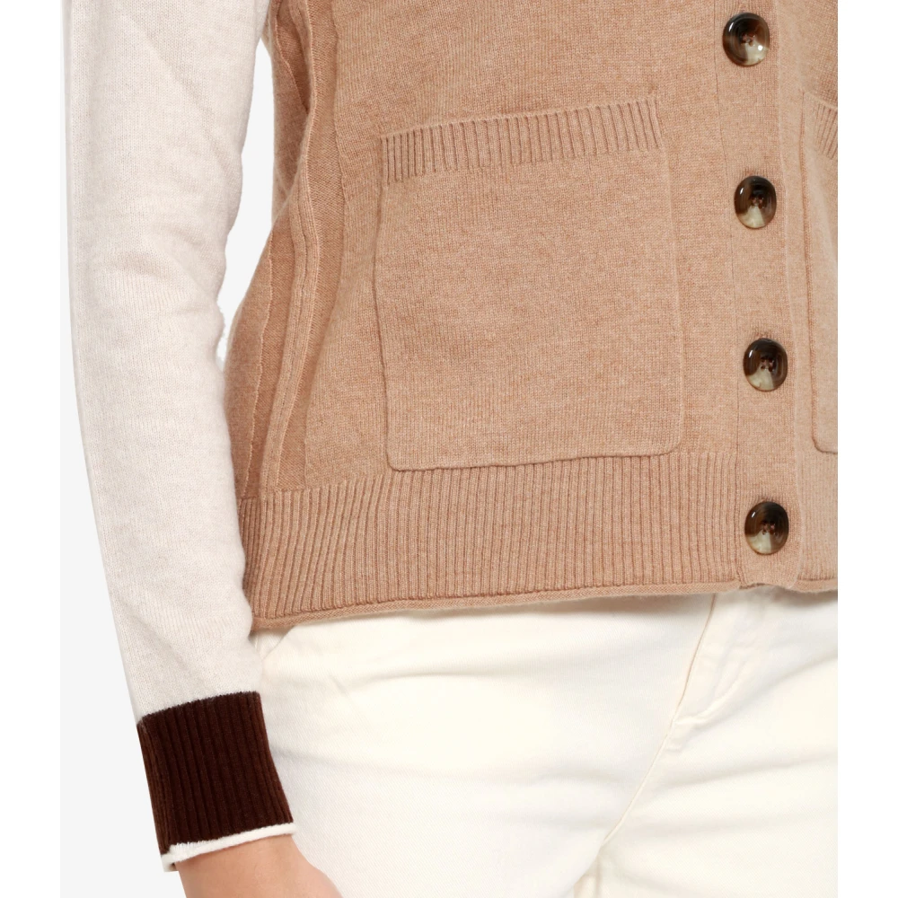 Pennyblack Kameelwol Kasjmier Trui Kleurblok Brown Dames