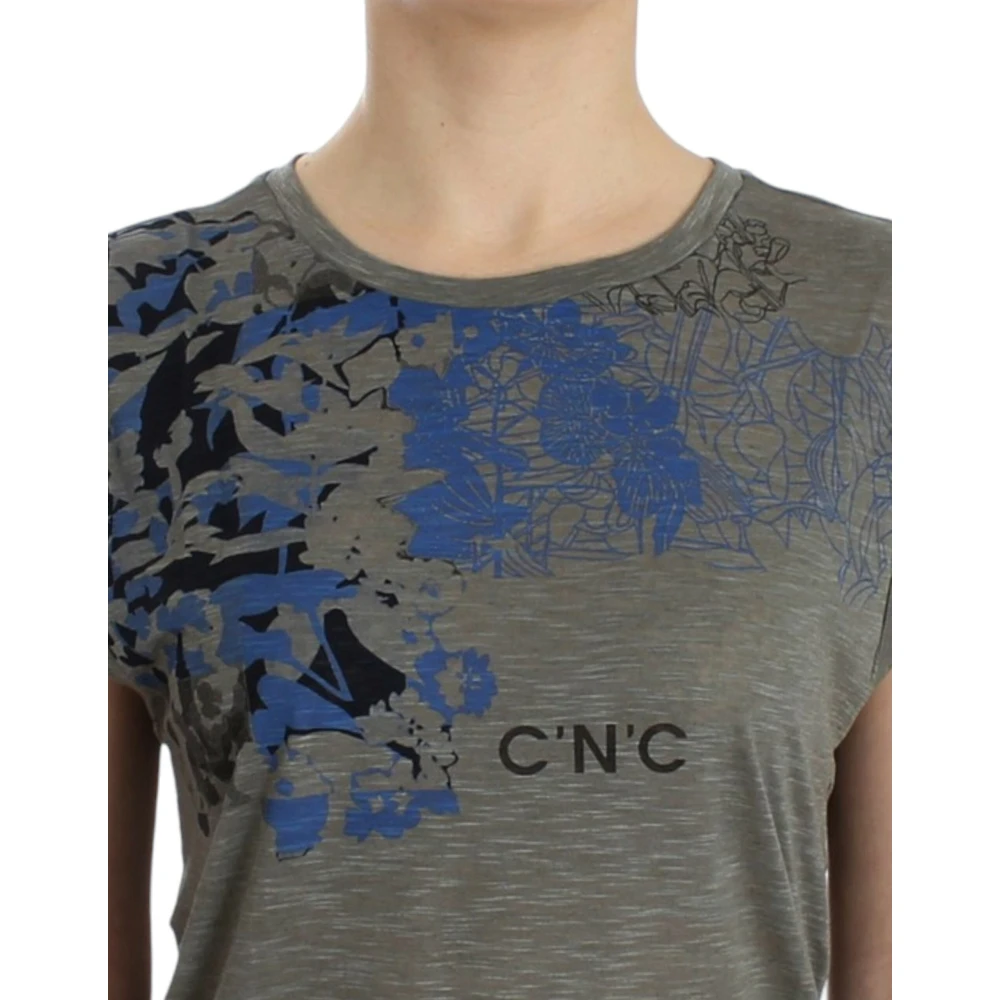 Costume National Elegant mouwloos grijs topje met blauwe accenten Gray Dames