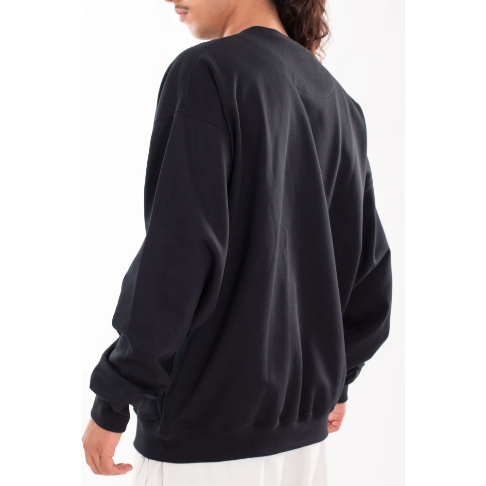 Y-3 Zwarte Terry Sweatshirt met Borstlogo Black Heren