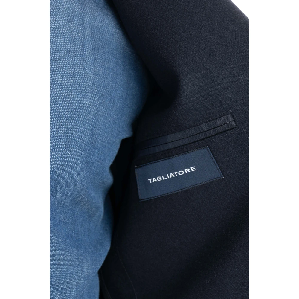 Tagliatore Blauwe Flanellen Jurk met Zakken Blue Heren
