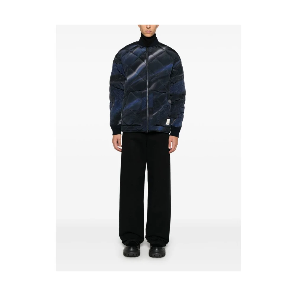 Emporio Armani Blauw Diamant Gestikt Gewatteerd Jack Blue Heren