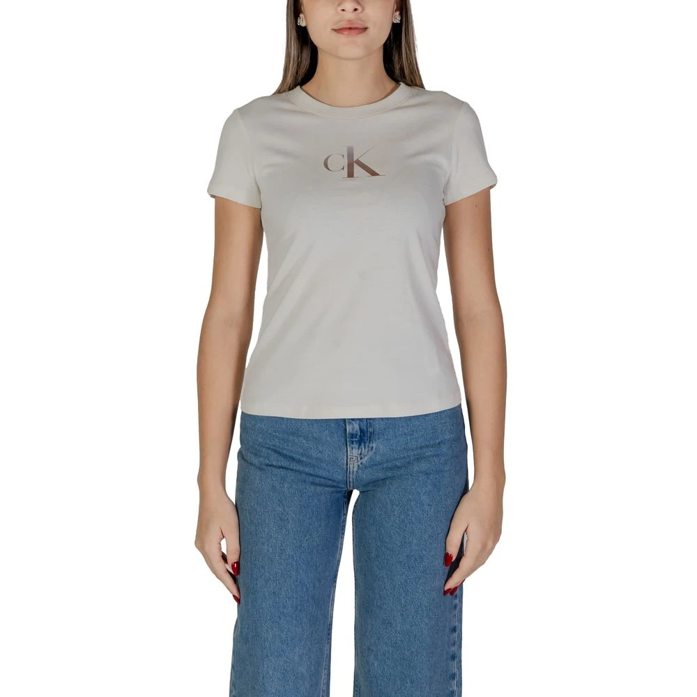 Calvin Klein Jeans Beige Katoenen Dames T-shirt Lente Zomer Beige Dames