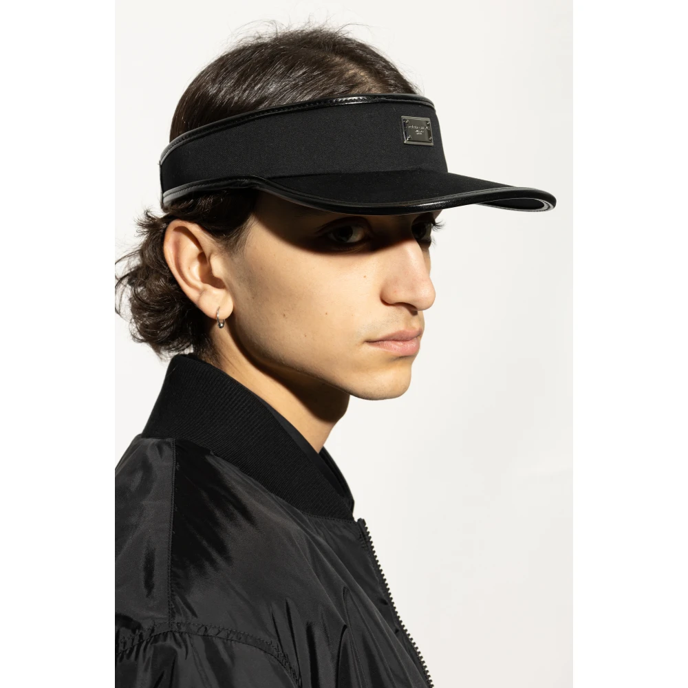 Dolce & Gabbana Vizier met applicatie en gegraveerd logo Black Heren