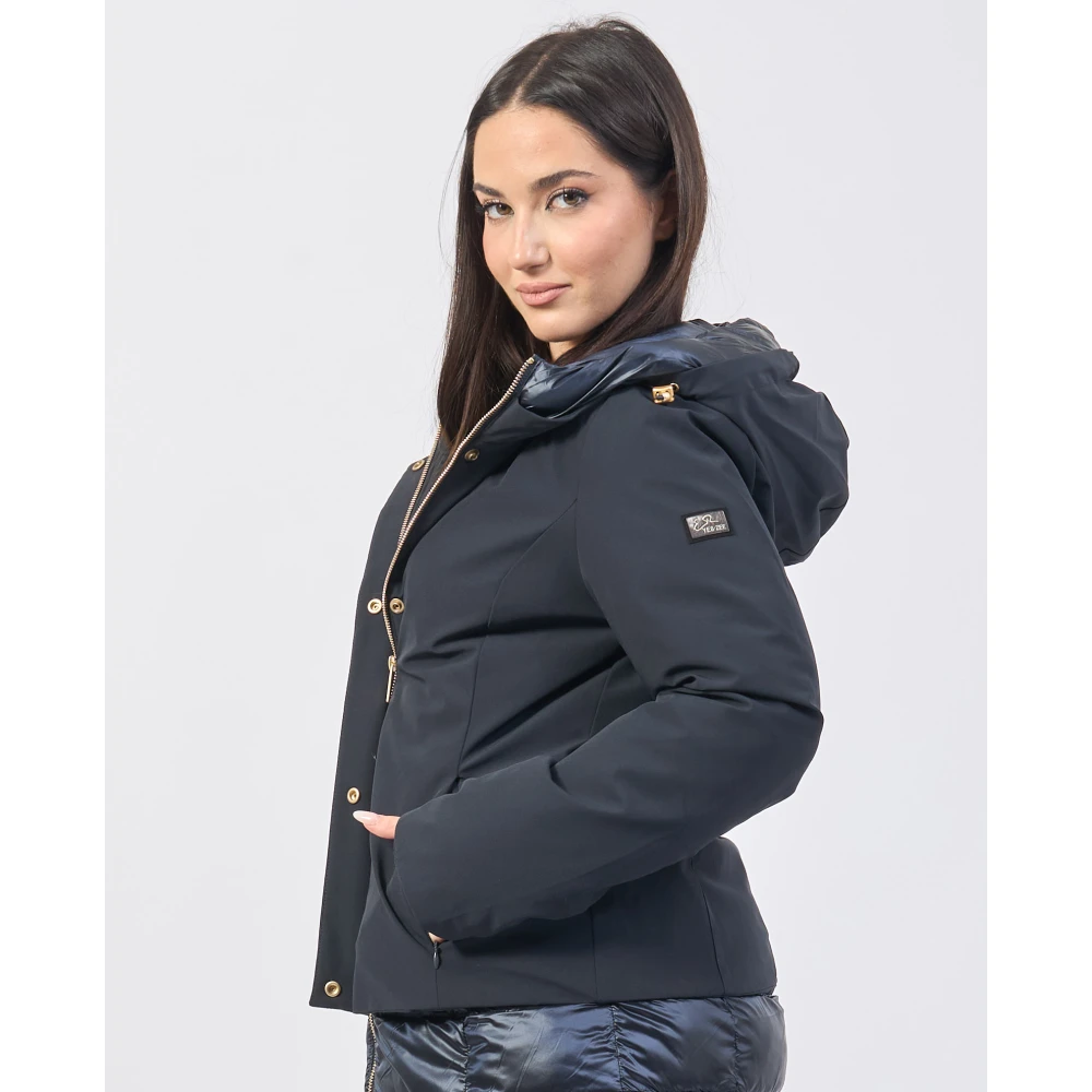 YES ZEE Blauwe Gewatteerde Hoodiejas Blue Dames