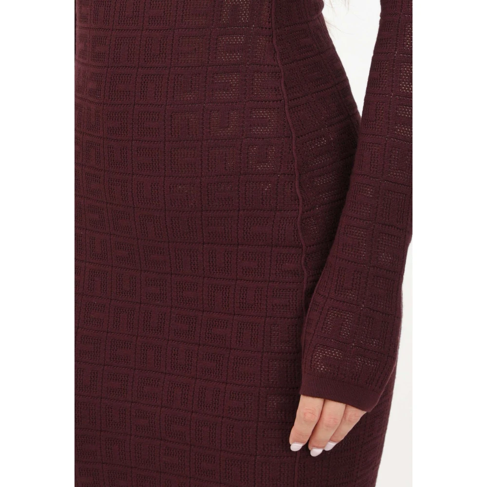Elisabetta Franchi Bordeaux Mesh Jurk Red Dames