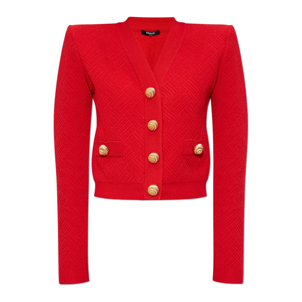 Balmain Snap Button Cardigan Red Dames