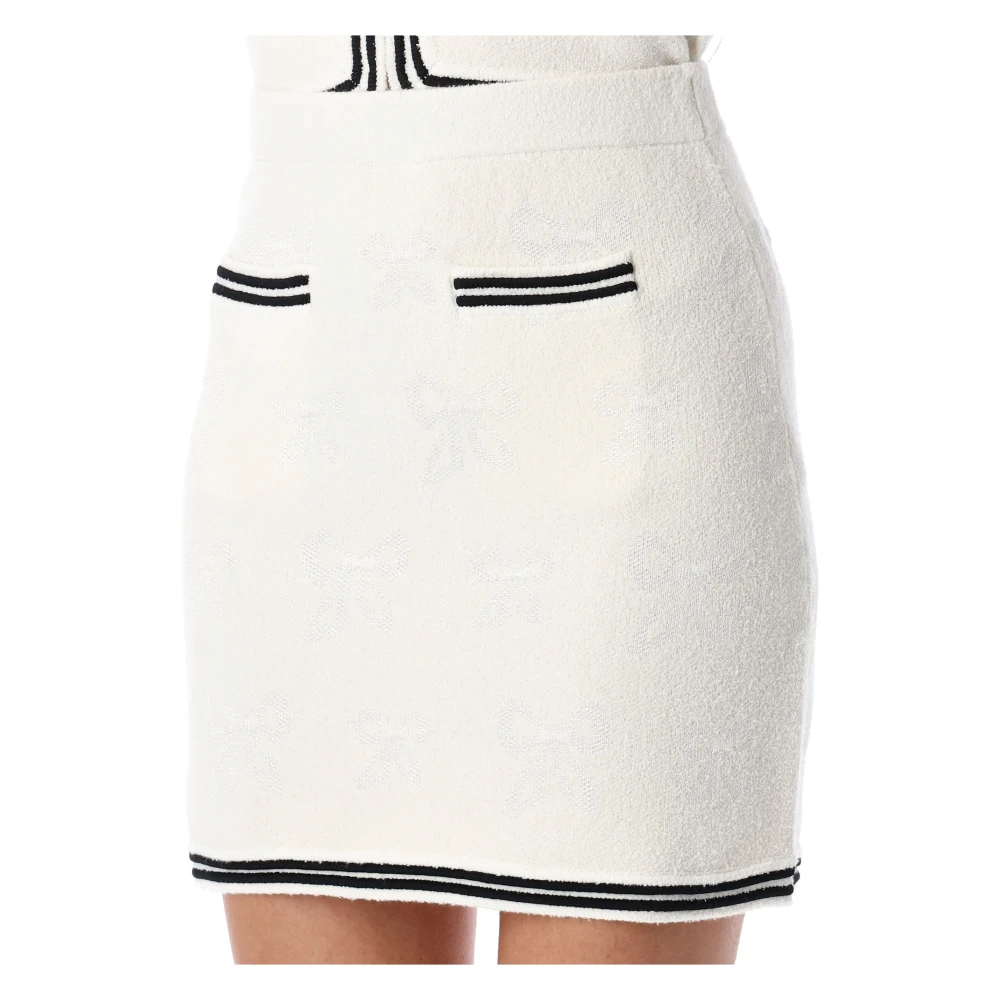 Self Portrait Cream Bow Jacquard Mini Rok Beige Dames