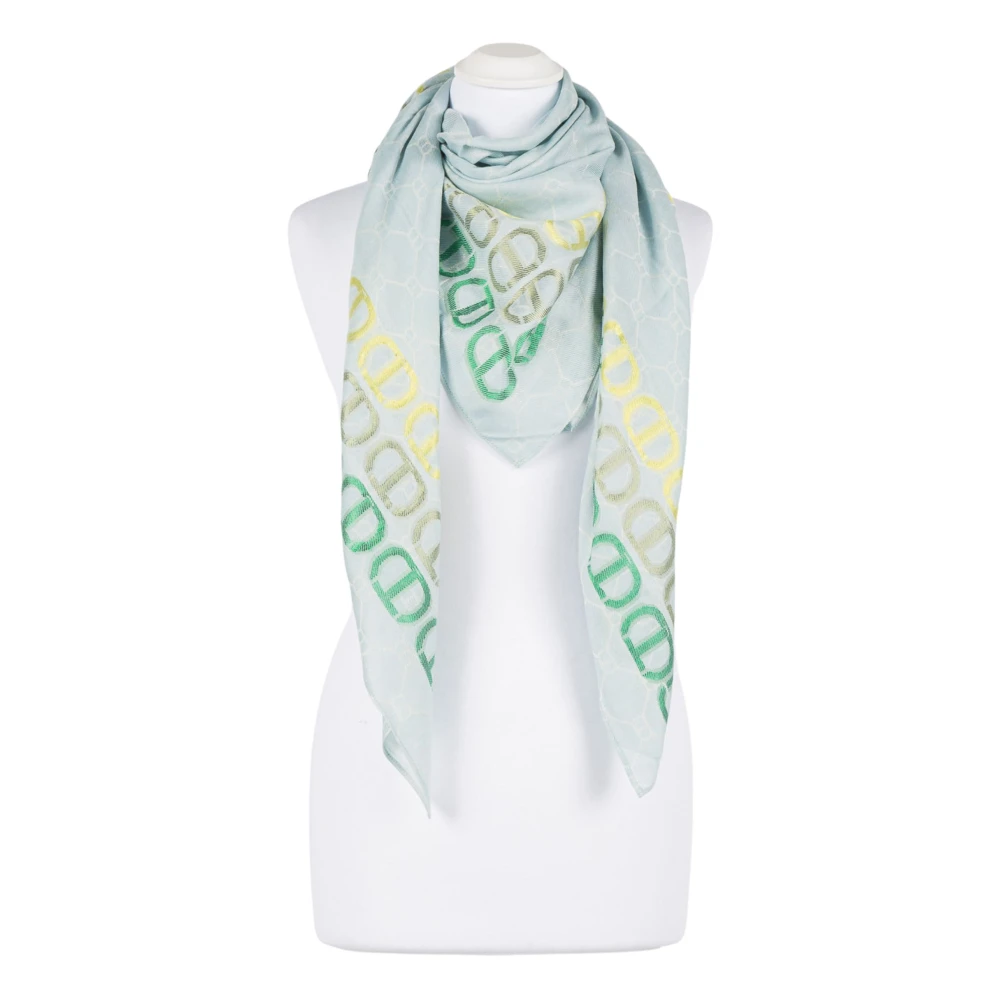 Twinset Groene Jacquard Logo Sjaal Green Dames