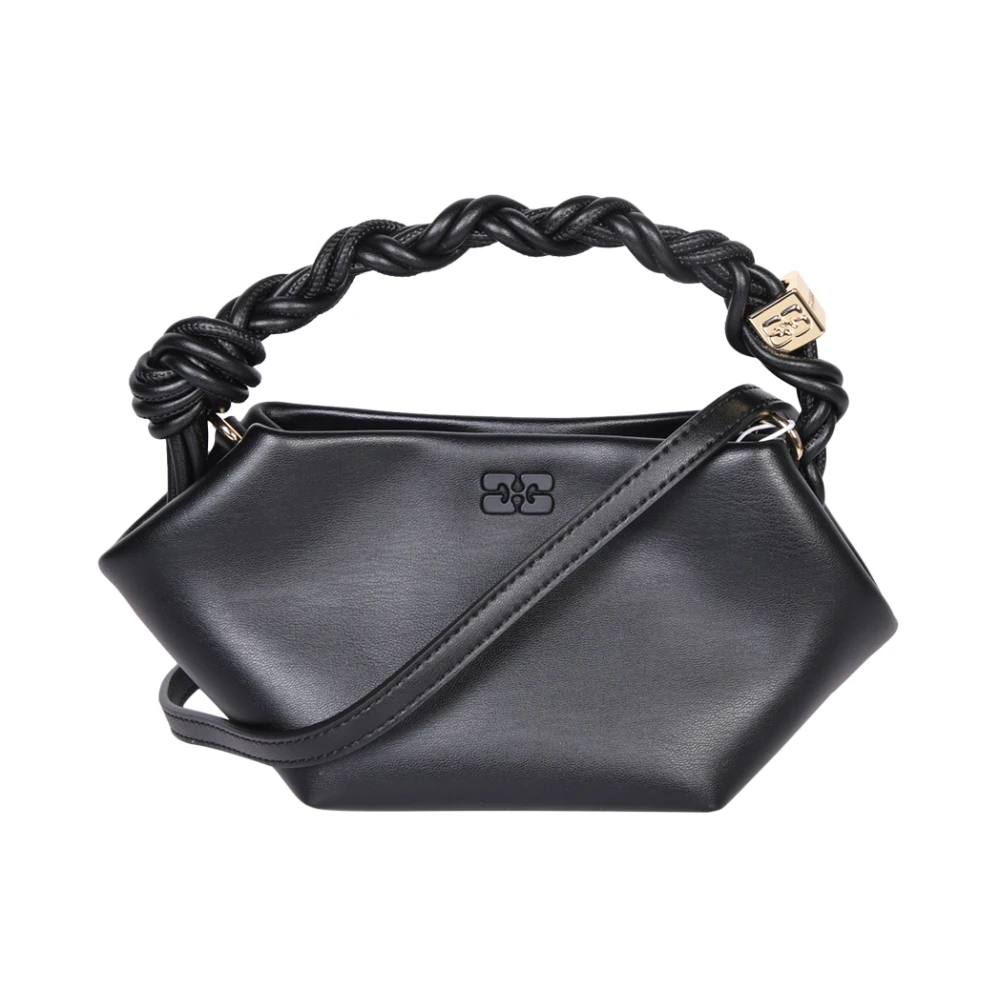 Ganni Gevlochten schouderband Mini Tas Black Dames