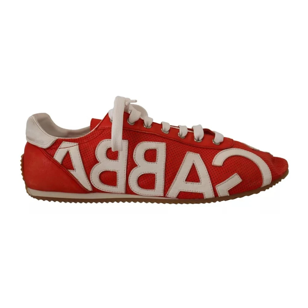 Dolce & Gabbana Men's Red White Leather Casual Trainers Size 10 Uk