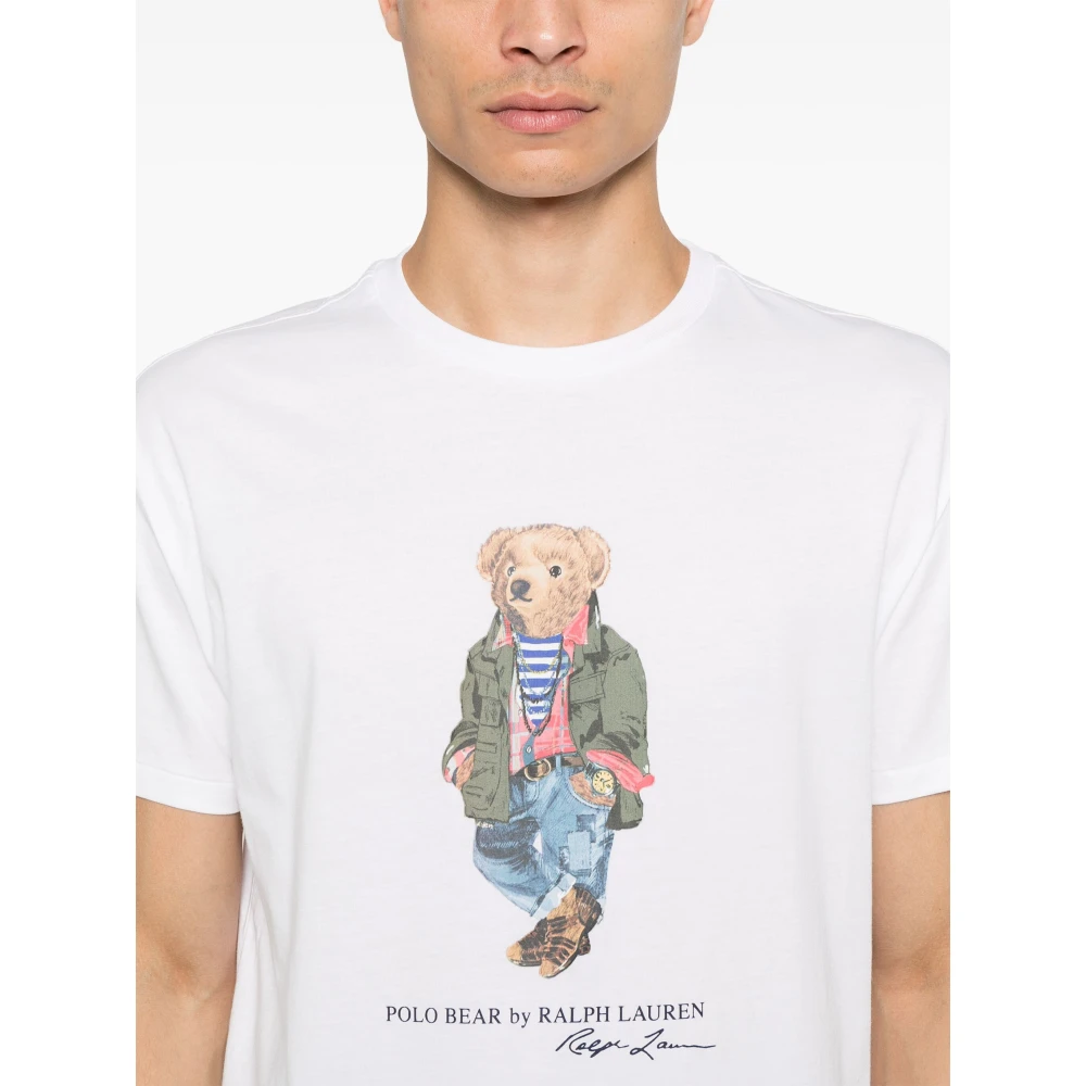 Polo Ralph Lauren Geborduurde 'Polo Bear' Katoenen T-shirt White Heren