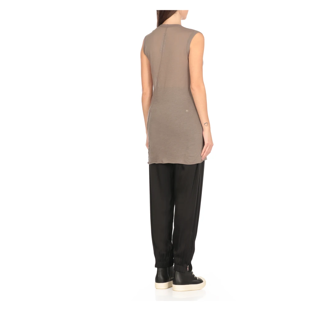 Rick Owens Grijze Katoenen V-hals Mouwloze Top Gray Dames