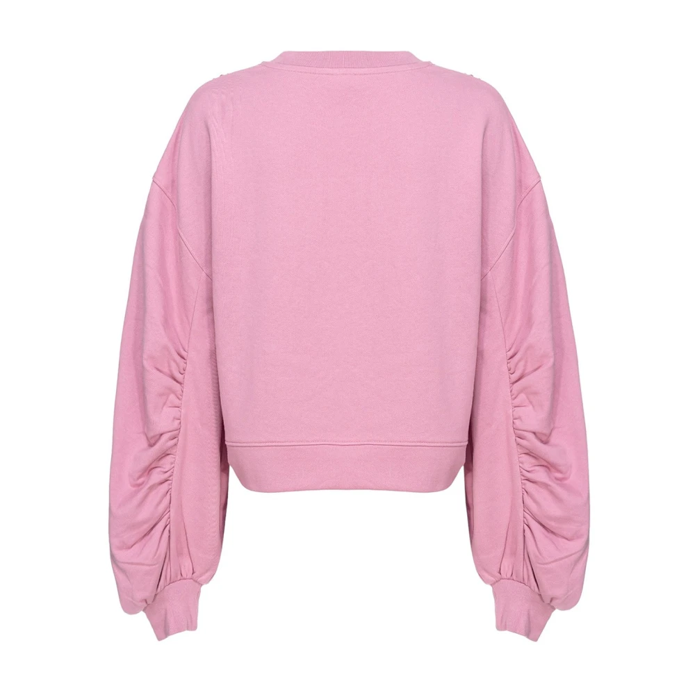 pinko Glanzend Geborduurd Sweatshirt Ceresole Logo Pink Dames