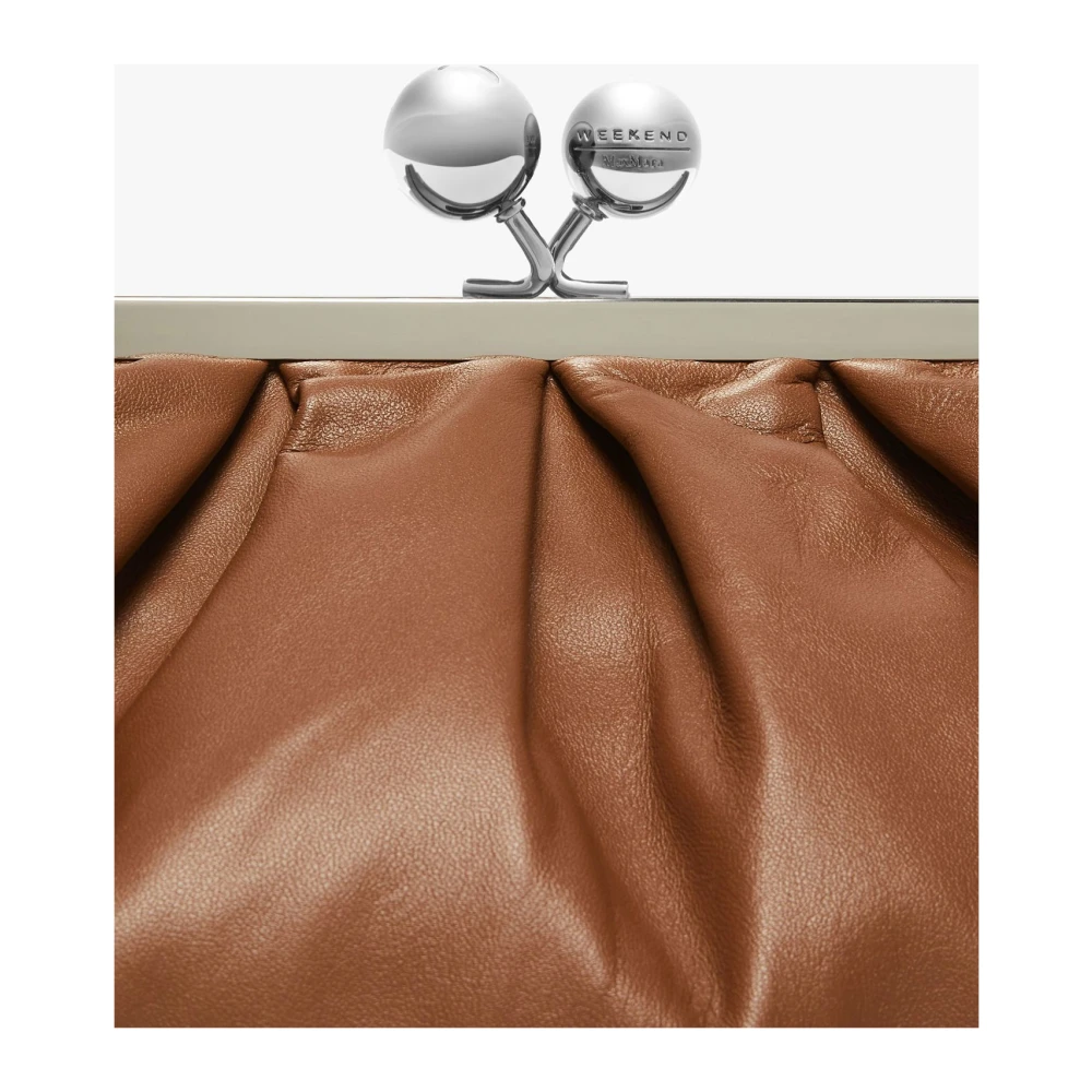 Max Mara Weekend Nappa clutch met afneembare band Brown Dames