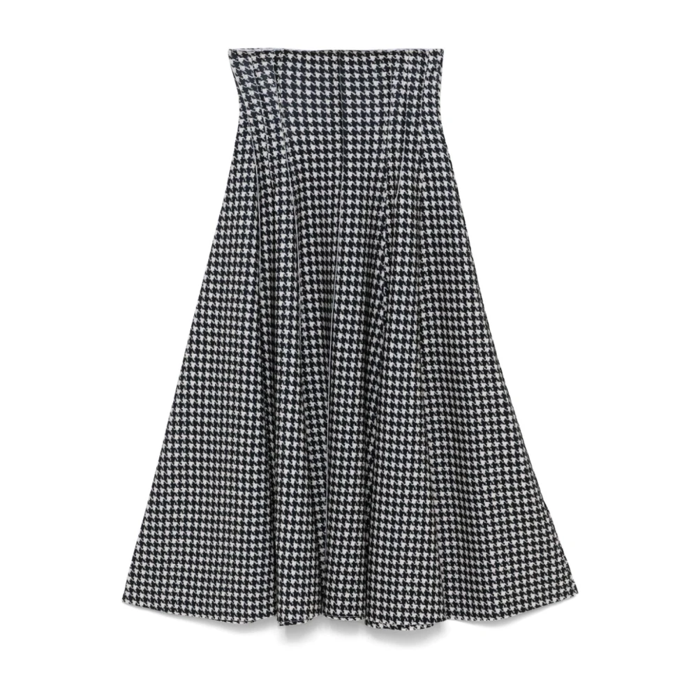 Norma Kamali Zwart Houndstooth A-Lijn Rok Black Dames