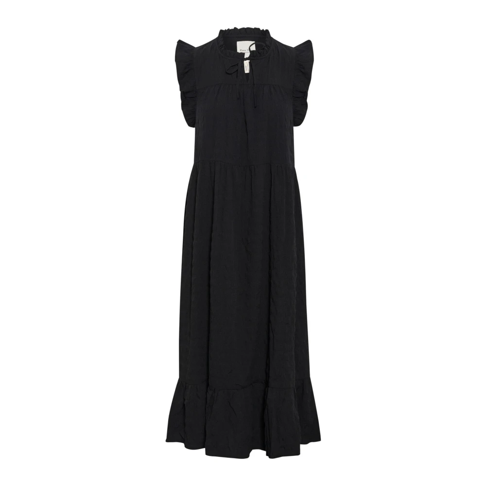 Part Two Black Midi Dresses, Female, 2XL, Feminine Dress With Ruffle Details