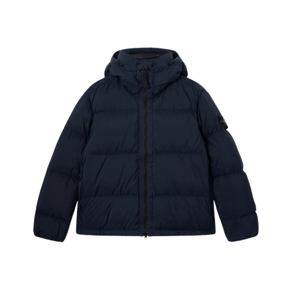 Stone Island Uomo Blu Cappotto Imbottito In Ripstop Navy - Immagine 7