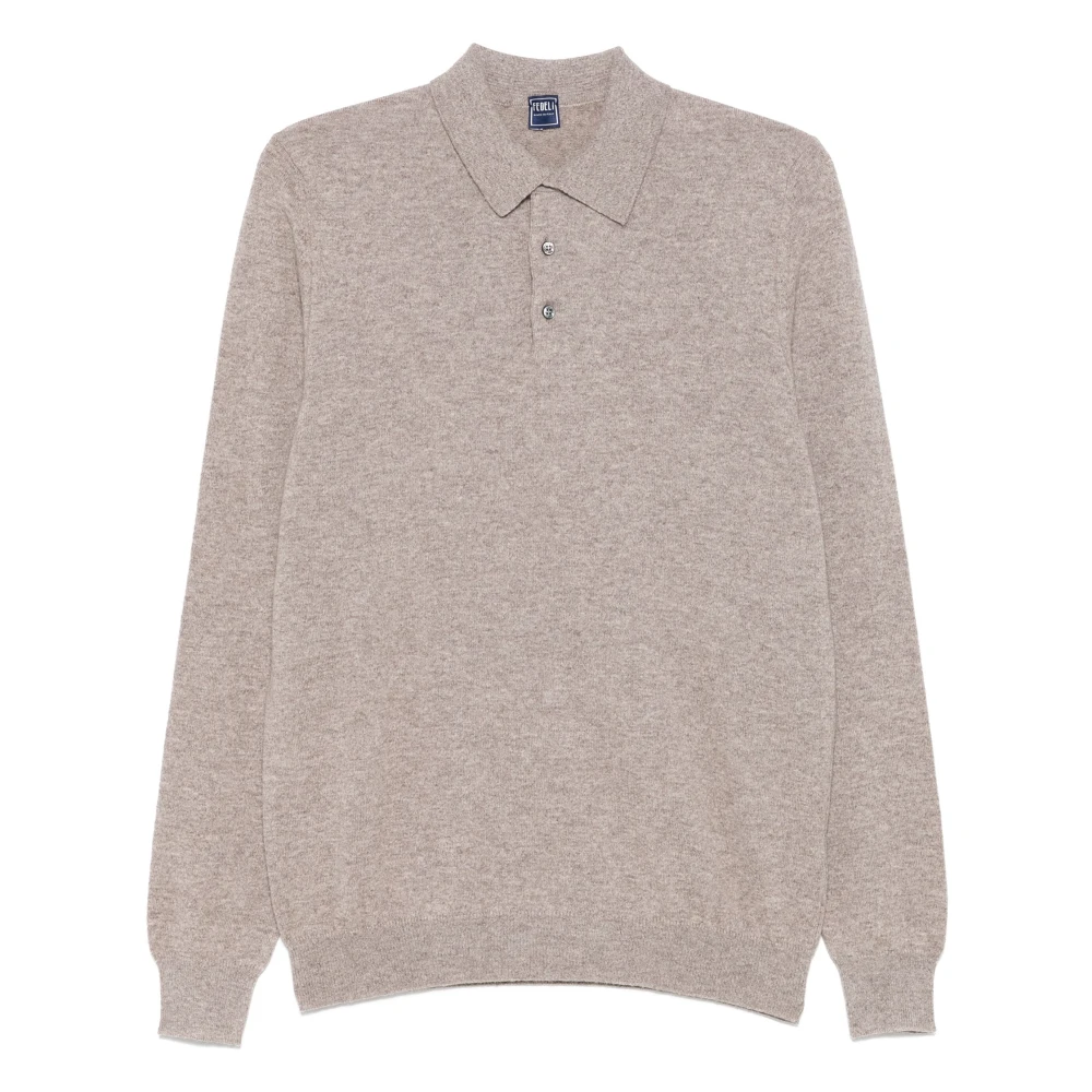 Fedeli Luxe Cashmere Polo Shirt Beige Heren