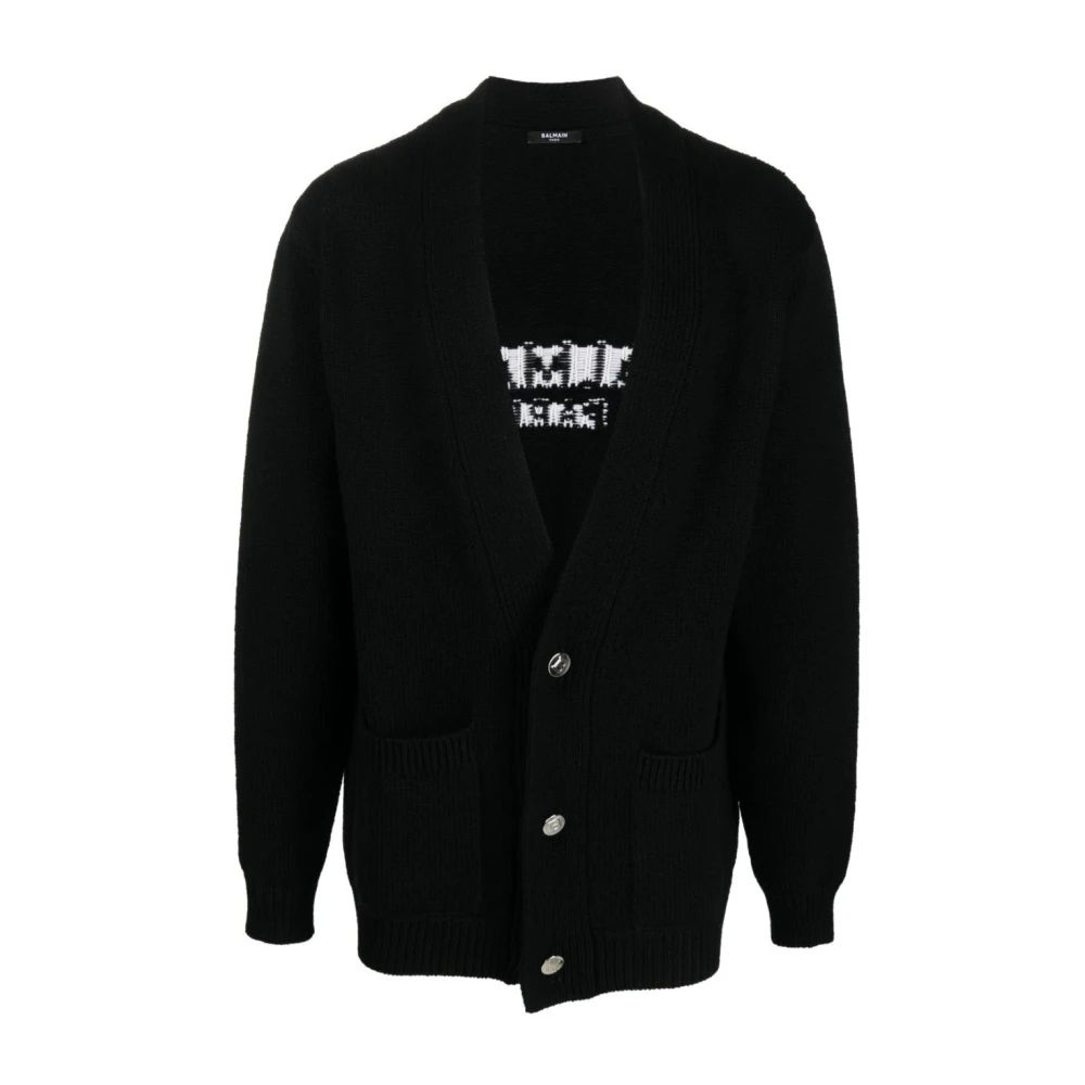 Balmain Men's Black Merino Cardigan - Cardigans - 2XL - Knitwear