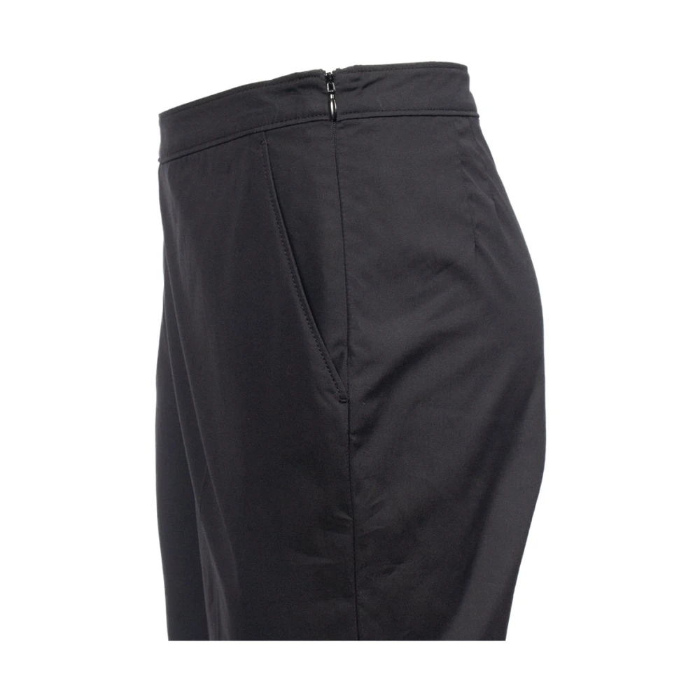Aspesi Slim Cotton Gabardine Cropped Broek Black Dames