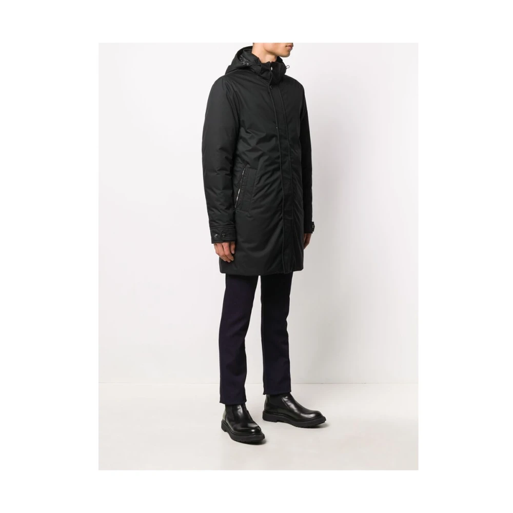 Moorer Zwarte Gewatteerde Donsjas Hooded Stijl Black Heren
