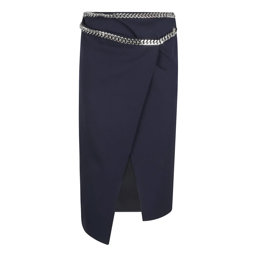 Stella Mccartney Navy Blue Wol Rok Stijlvolle Voor Split Blue Dames