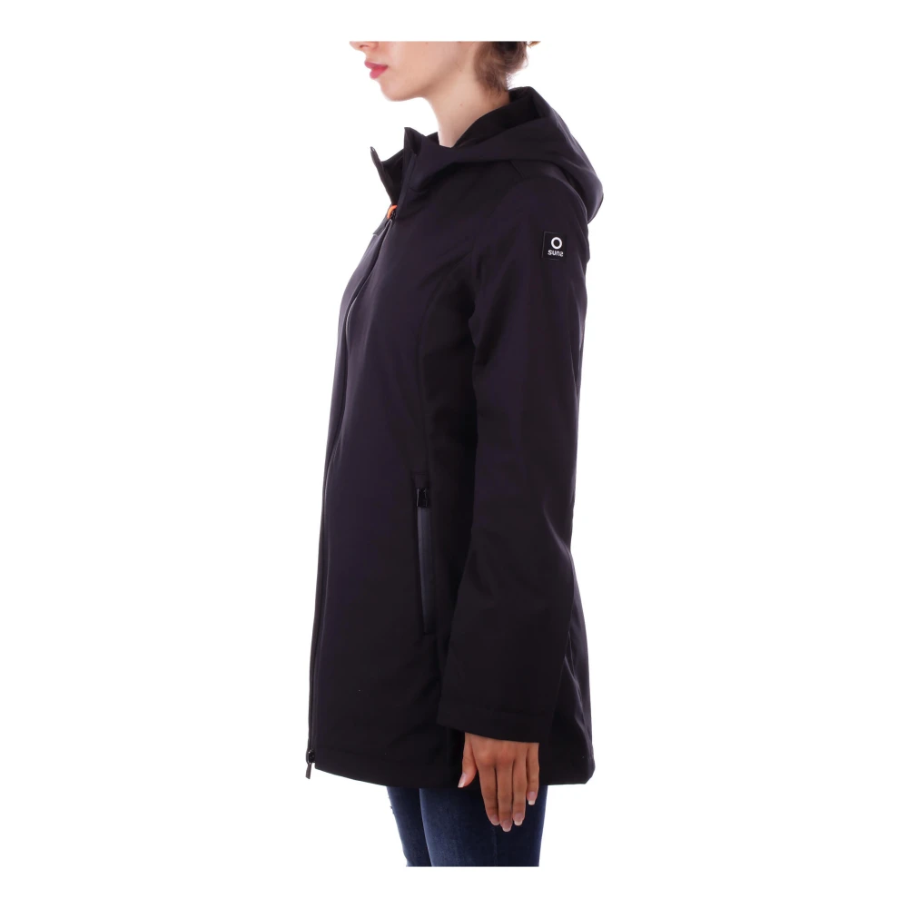 Suns Zwarte Hoodie met Ritssluiting Black Dames