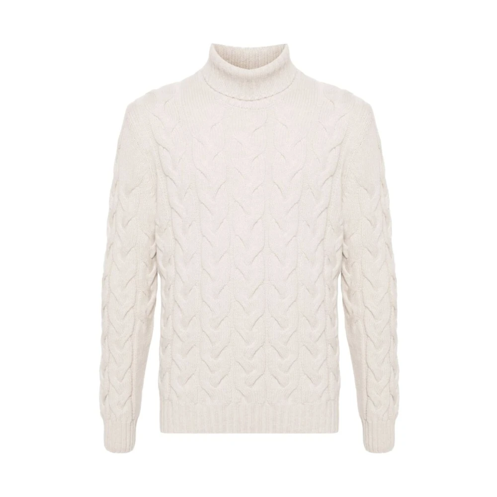 La Fileria Ecru Kabel Gebreide Rolnek Sweater White Heren