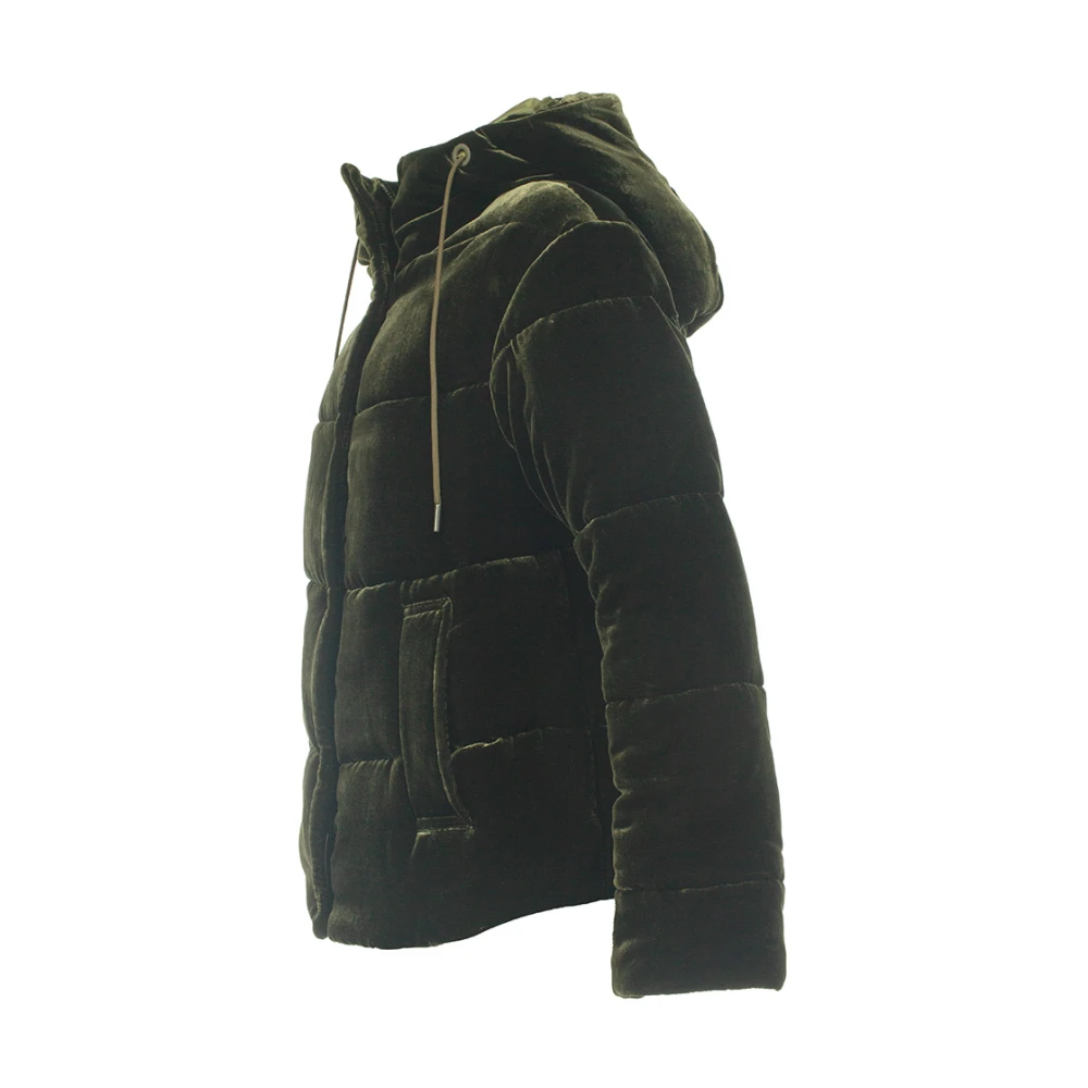 Aspesi Korte Puffer Jas van Fluweelzijde Green Dames