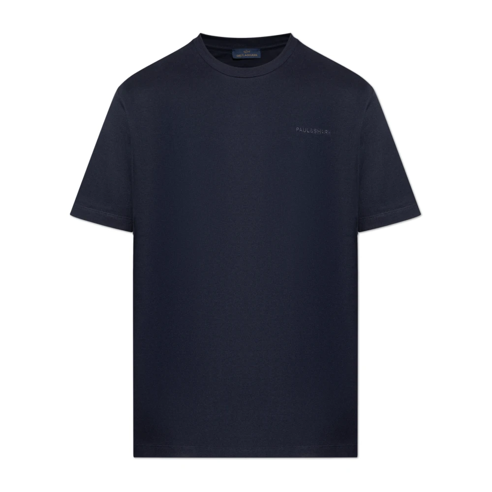 Paul & Shark Blue T-Shirts, Male, S, T-Shirt With Embroidered Logo