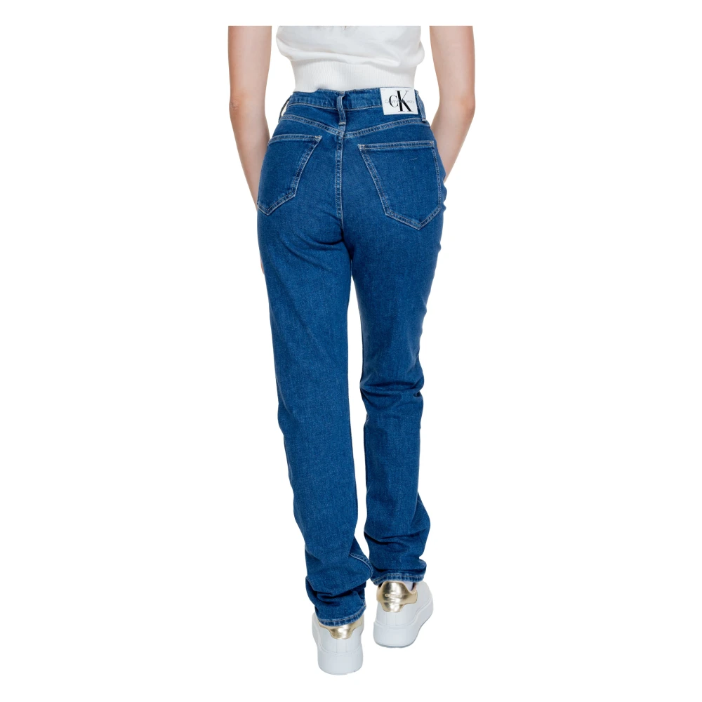 Calvin Klein Jeans Blauwe Effen Dames Jeans met Rits Blue Dames