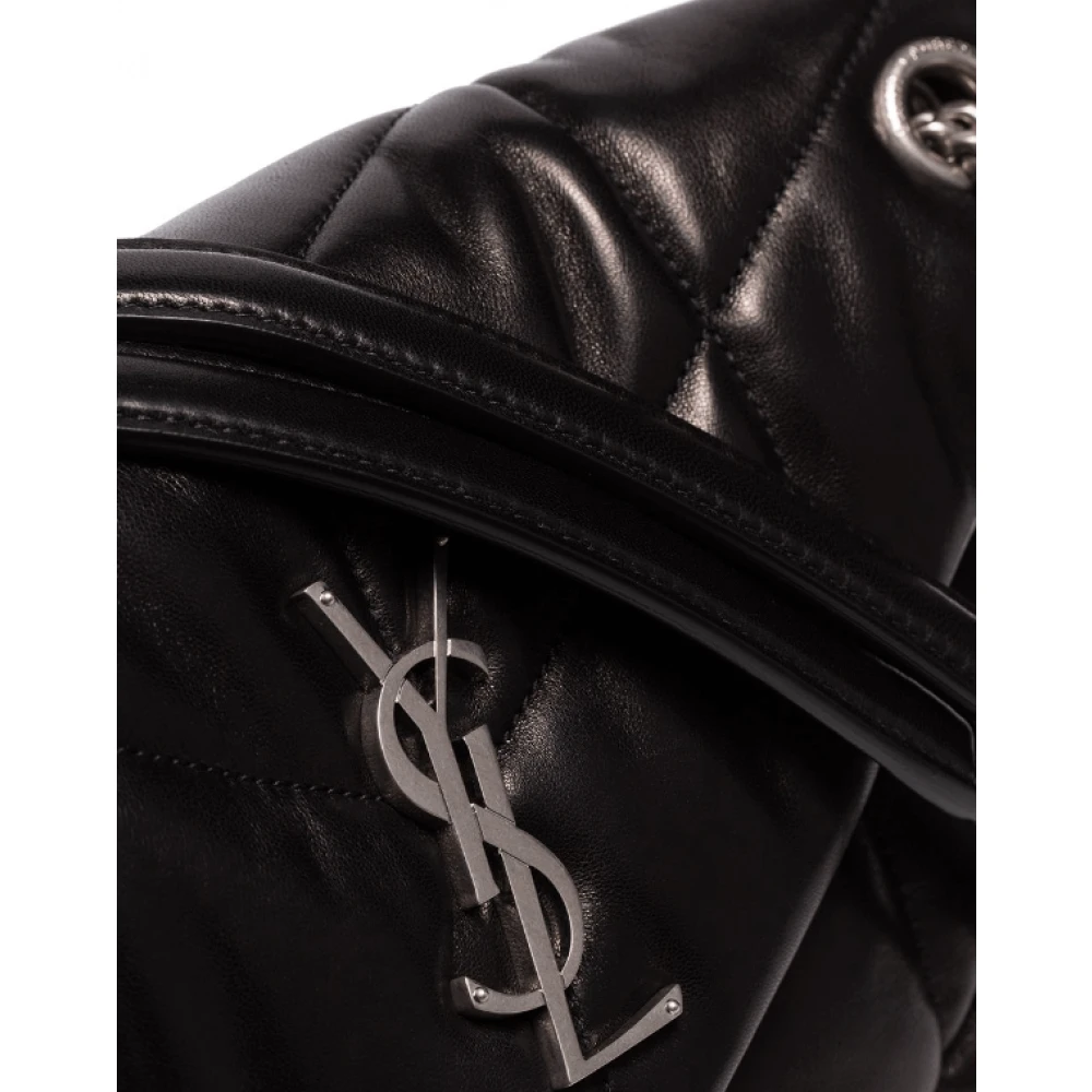 Saint Laurent Gewatteerde Zwarte Leren Schoudertas Black Dames