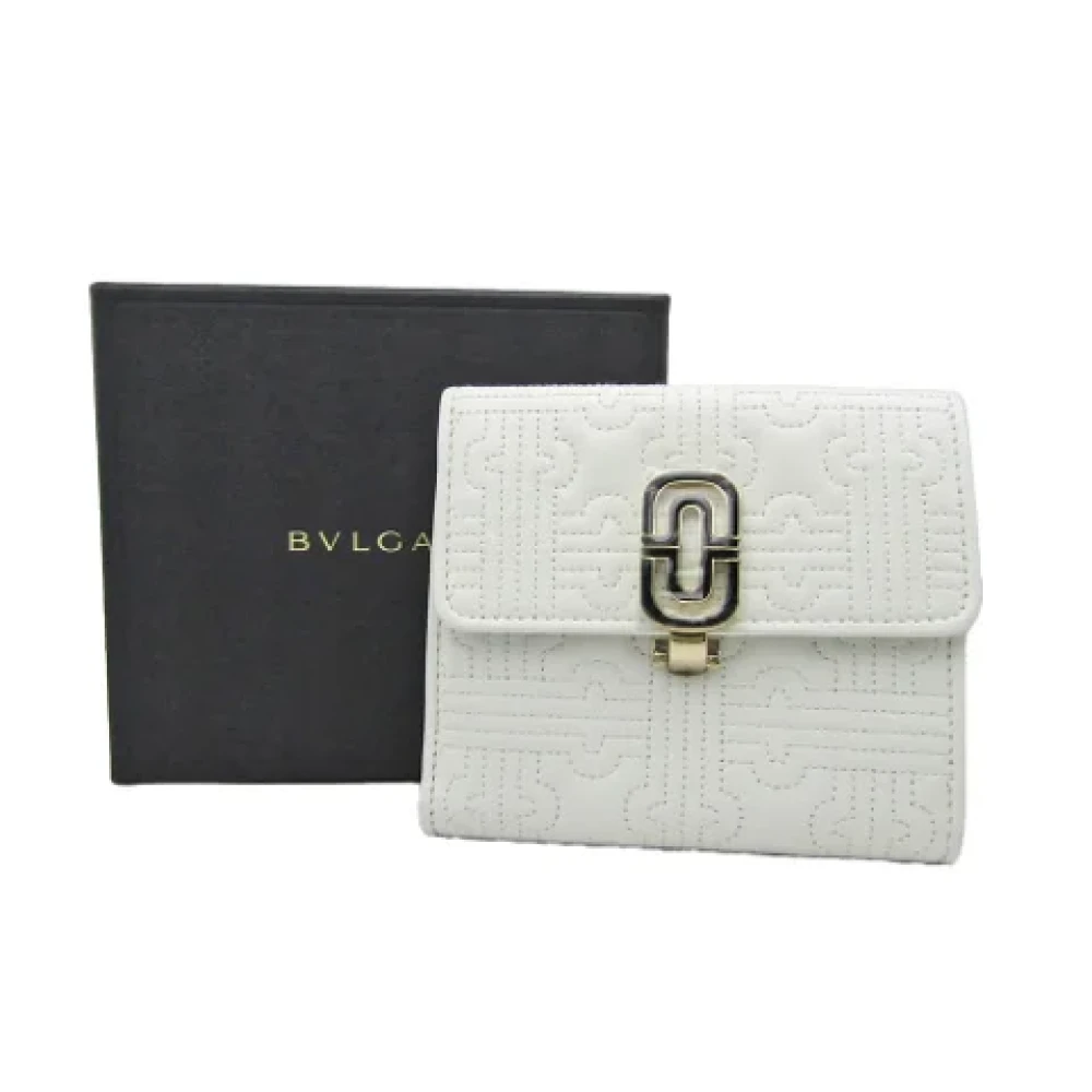 Bvlgari Vintage Pre-owned Leather wallets White Dames
