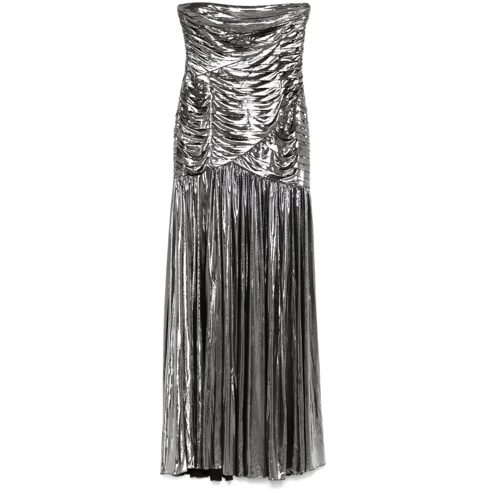 Retrofête Silver-tone Bandlös Plisserad Klänning Gray, Dam