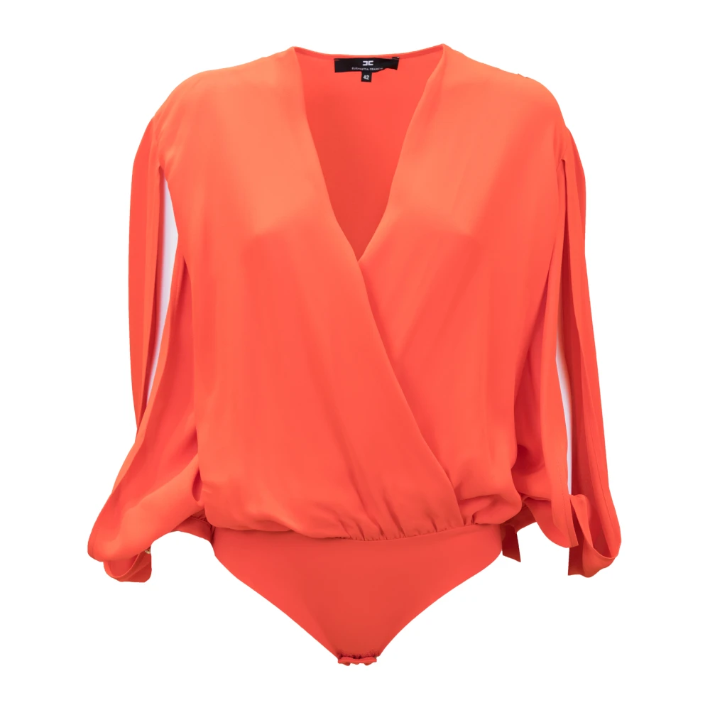 Elisabetta Franchi Gelakte Overhemd Orange Dames