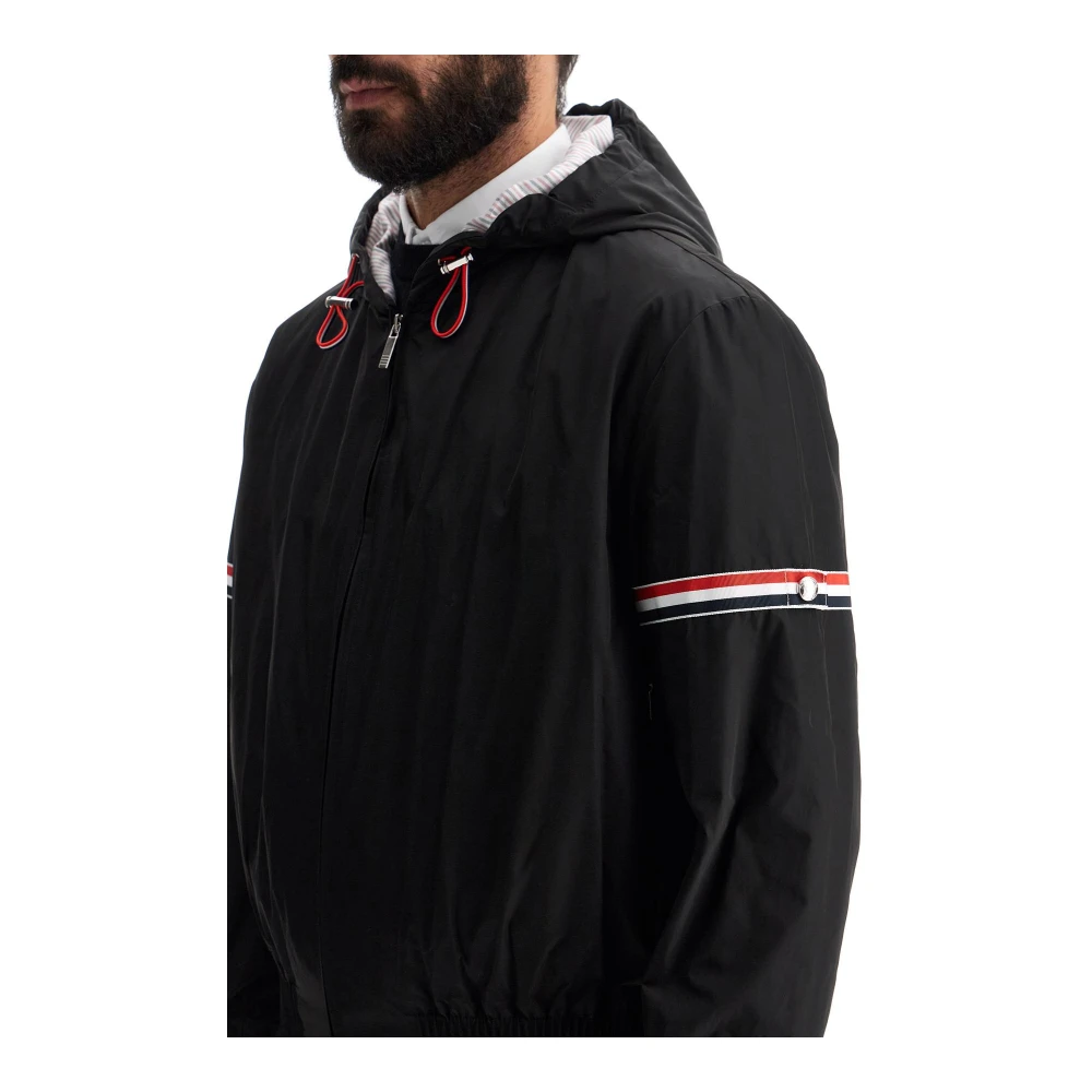 Thom Browne Windbreaker Jack met Tricolor Inzetstukken Black Heren