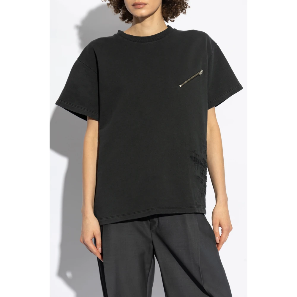 MM6 Maison Margiela T-shirt met zak Black Dames