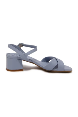 Blå Lädersandal med 4,5 cm Klack