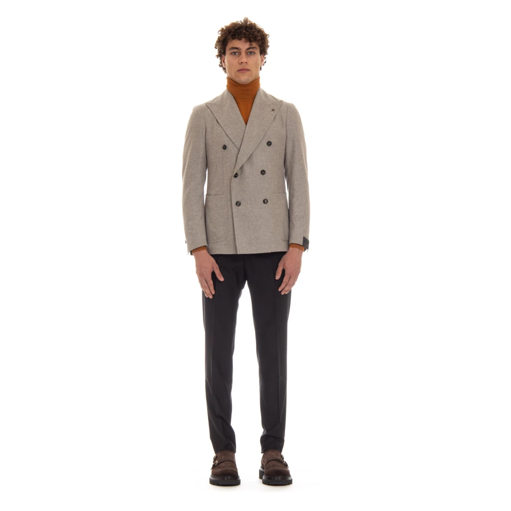 Tagliatore Dubbelbreasted jas met brede revers Brown Heren