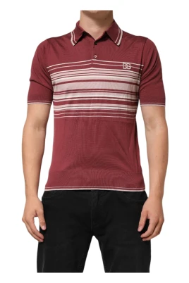 Burgundy Striped DG Logo Polo T-shirt