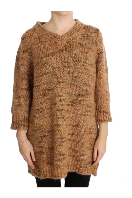 Oversize V-Neck Sweater Brun Ull