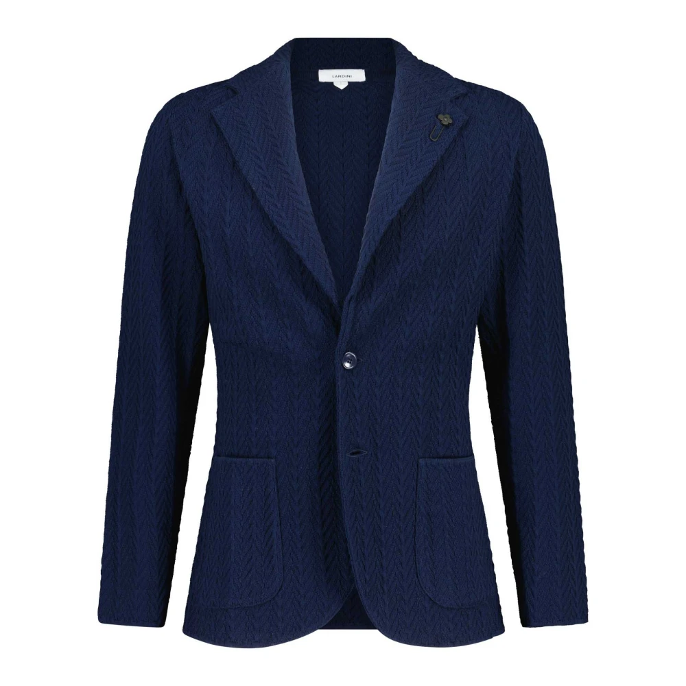 Lardini Stickad Blazer Klassisk Revers Framfickor Blue, Herr