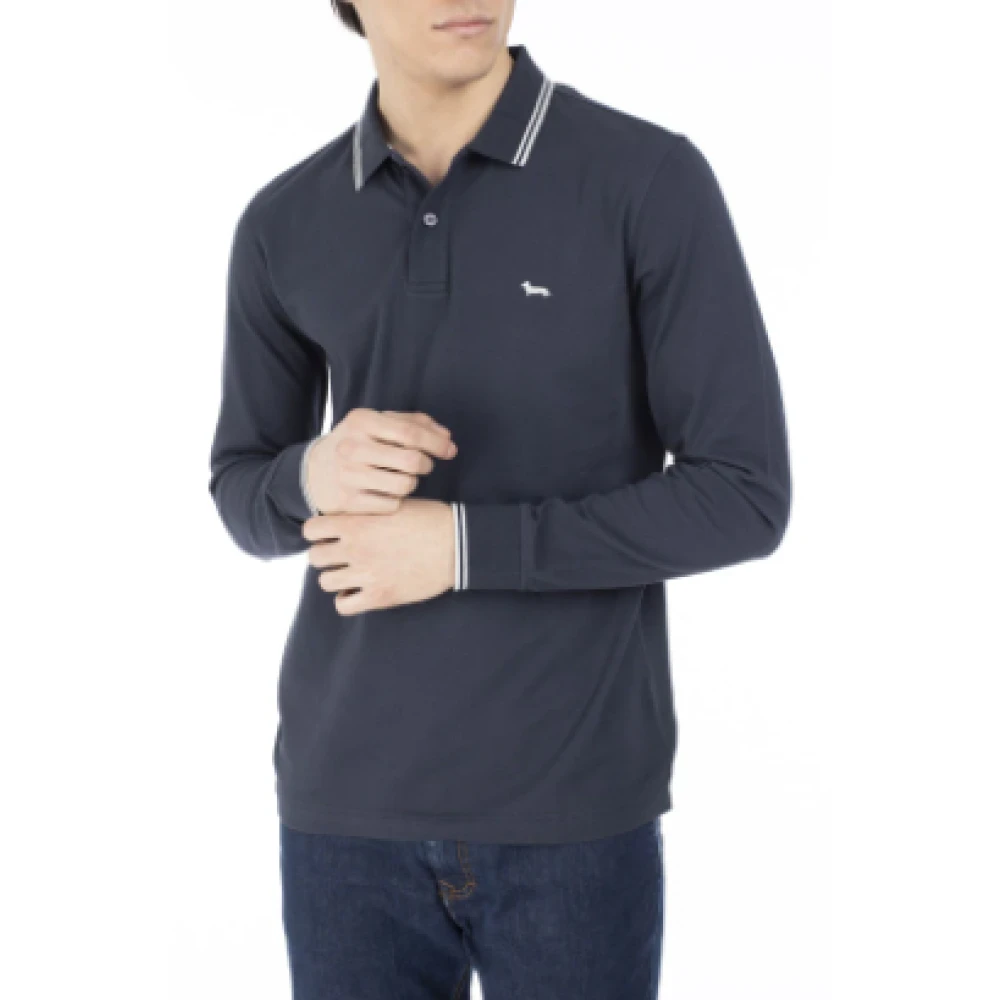 Harmont & Blaine Blauw Gestreept Lange Mouw Katoenen Polo Blue Heren