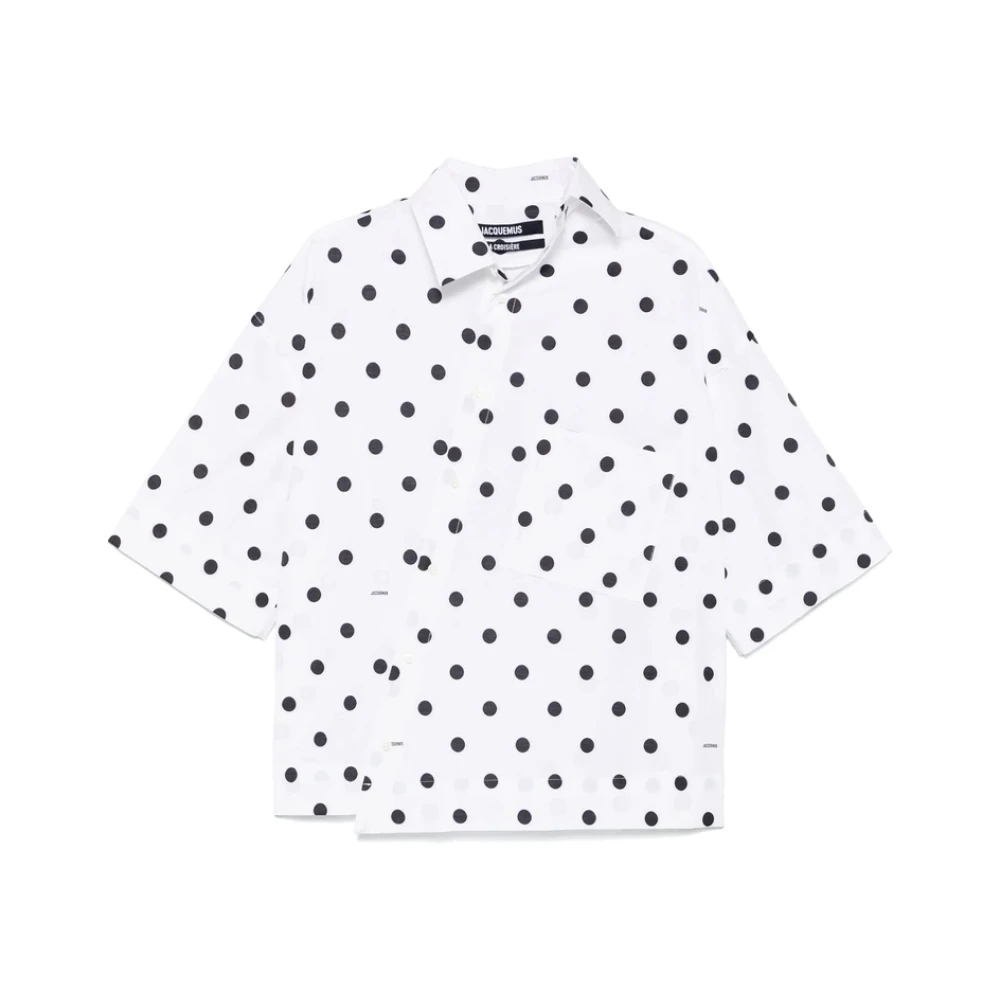 Jacquemus Witte Polka Dot Overhemd Korte Mouwen Multicolor Heren