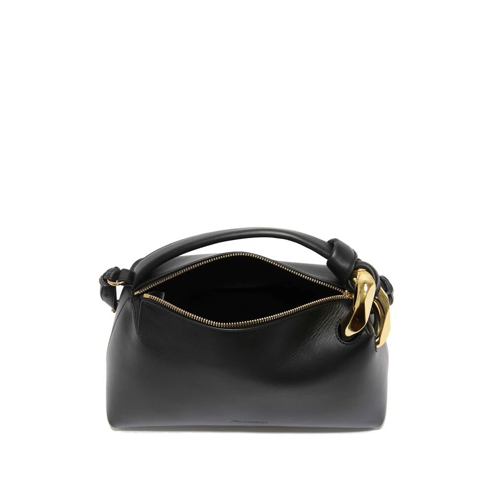 JW Anderson Zwarte leren schoudertas met kettinglink Black Dames