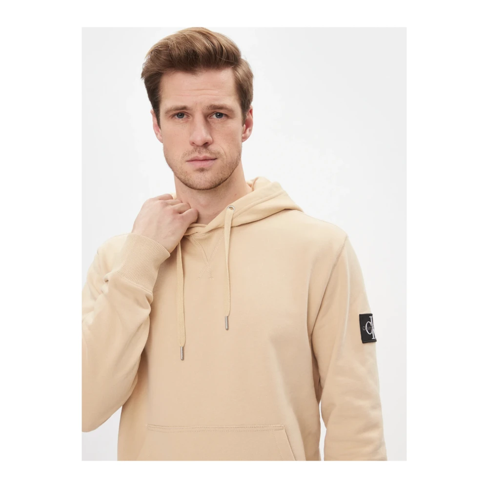 Calvin Klein Logo Patch Hoodie Beige Heren