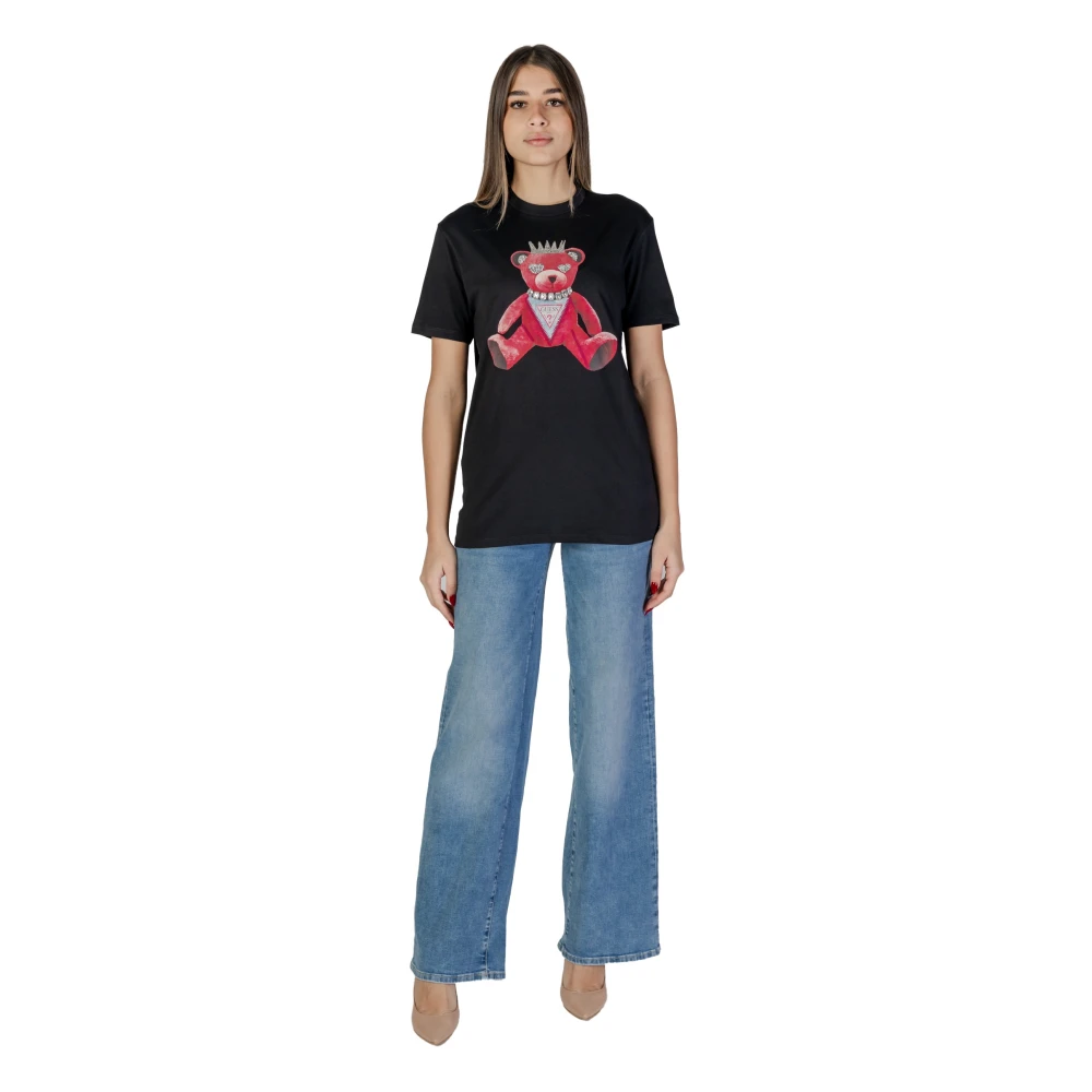Guess Korte mouw katoenen T-shirt collectie Black Dames