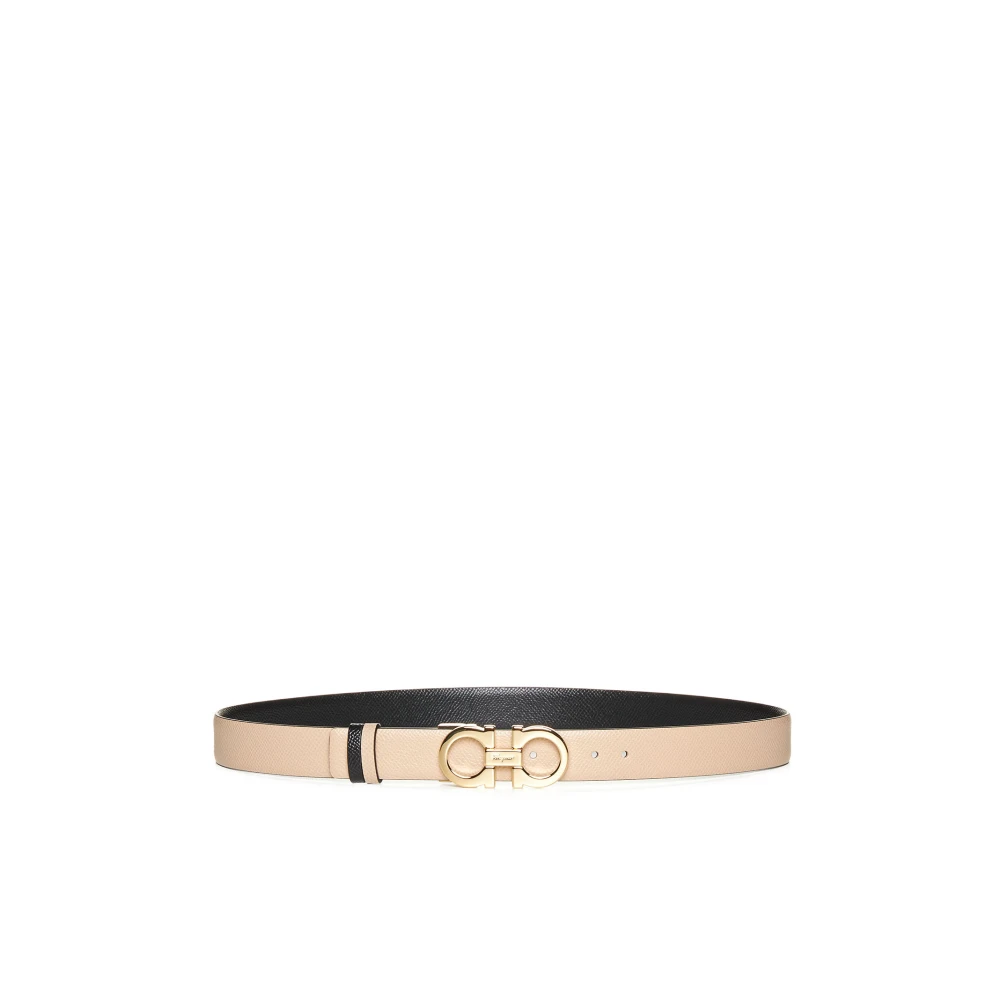 Salvatore Ferragamo Omkeerbare Gancini Leren Riem Beige Dames